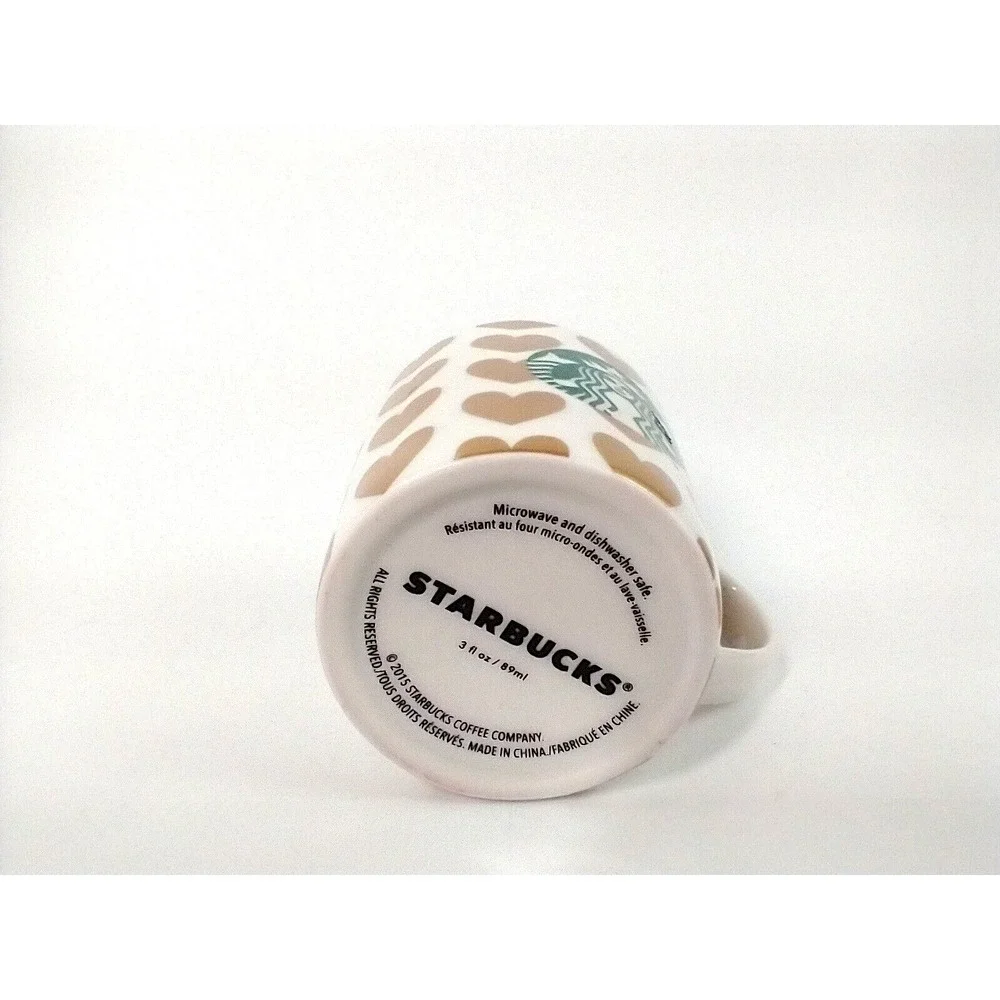 Starbucks Gold Hearts Espresso Shot Mini Coffee‎ Mug Cup Demitasse 3 oz. 2015